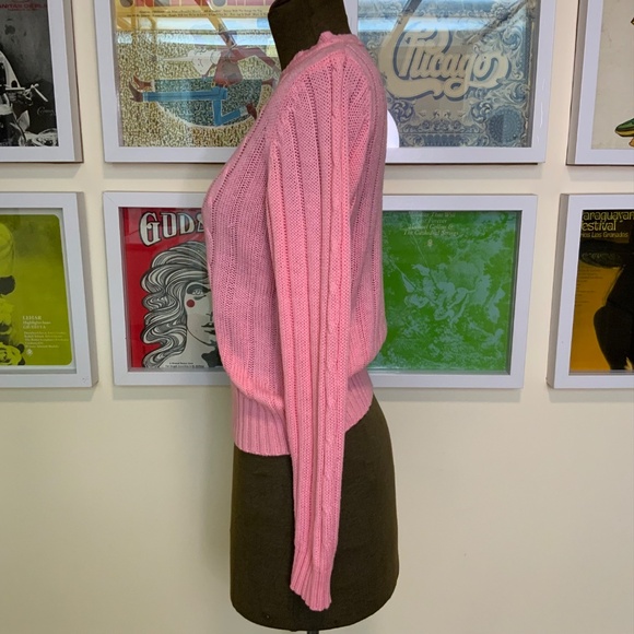 Vintage 80s Pink Cable Knit Sweater - Picture 3 of 9